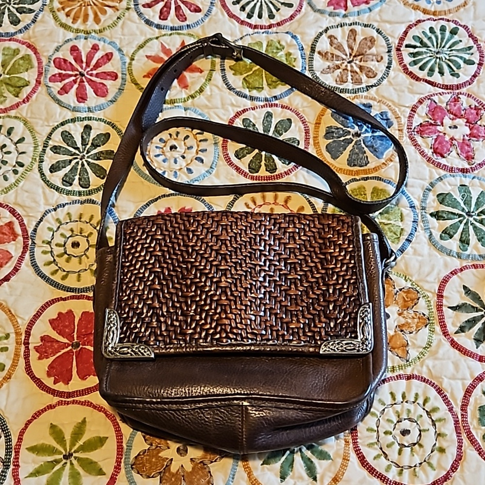 Brighton vintage woven leather crossbody purse